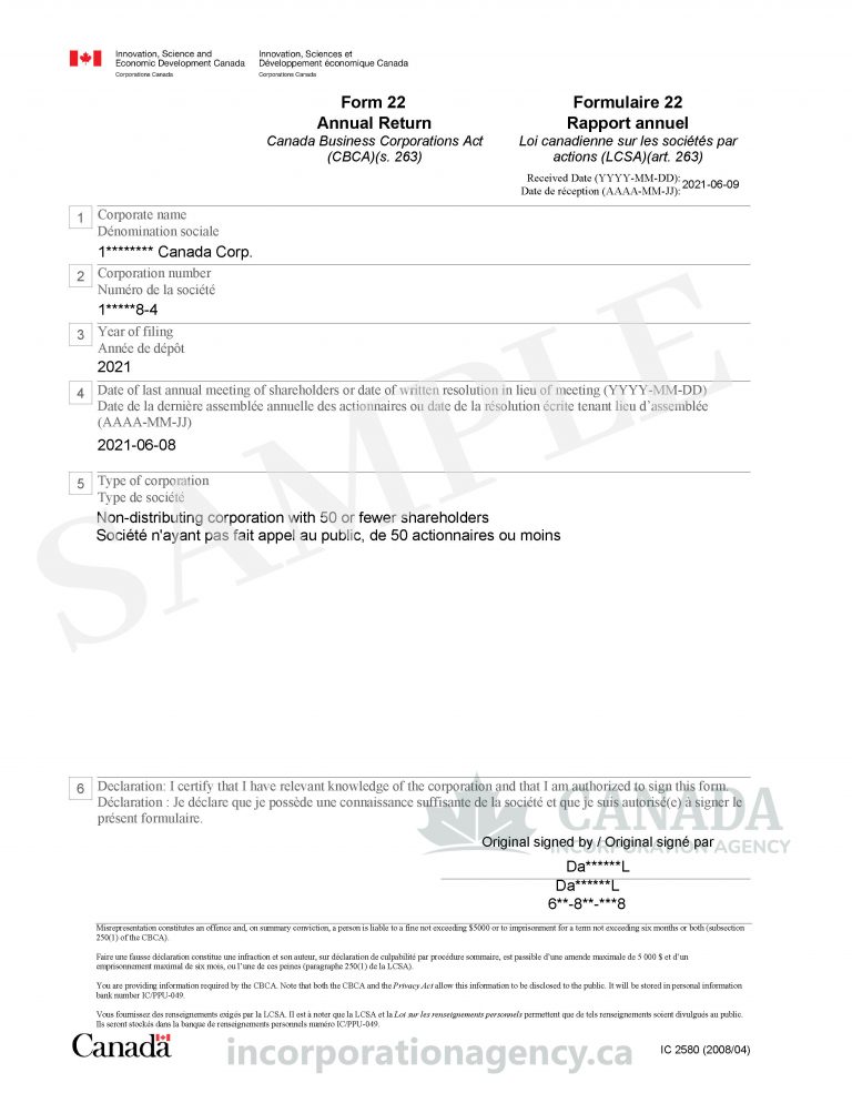 File Annual Return Online | Canada Incorporation Agency